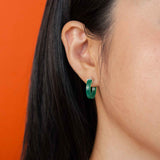 Jelly "jade" hoop earrings have a modern Chinese design and translucence when the sun shines through.