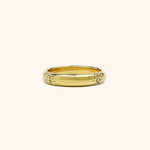 Well Wishes Band ring in gold. A modern and minimal Chinese ring engraved with 平安如意 - a well wish for peace, safety, and good fortune.