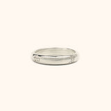 Well Wishes Band ring in sterling silver. A modern and minimal Chinese ring engraved with 平安如意 - a well wish for peace, safety, and good fortune.